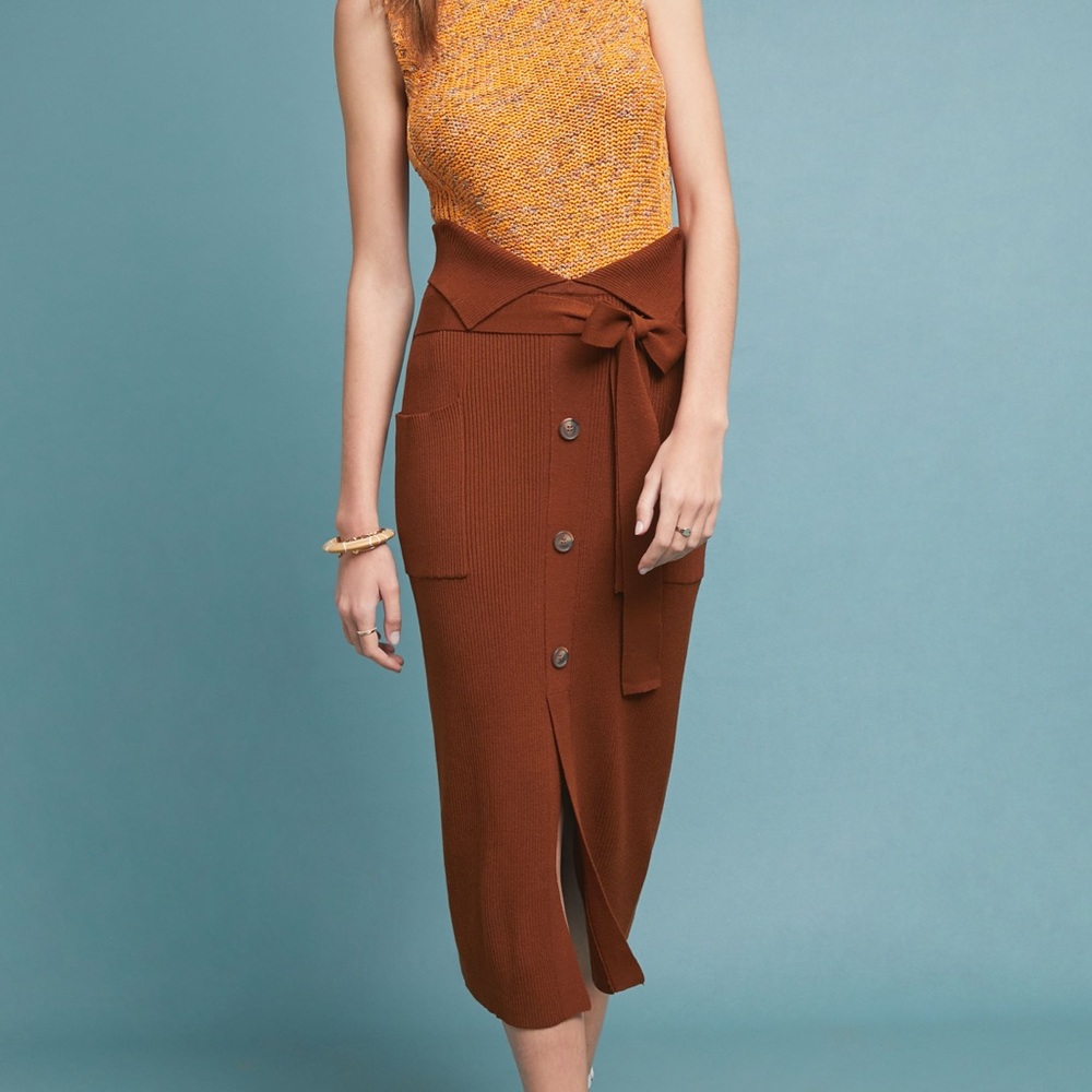EVA FRANCO Prexy Knit Slit Midi Skirt